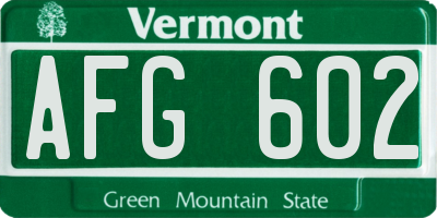VT license plate AFG602