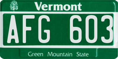 VT license plate AFG603