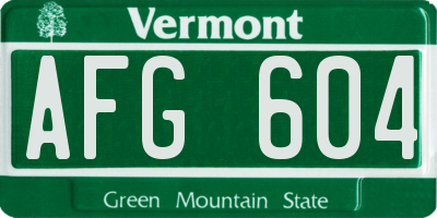VT license plate AFG604