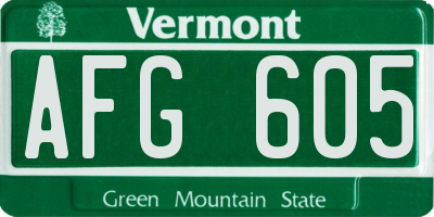 VT license plate AFG605