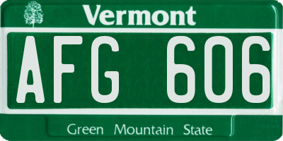 VT license plate AFG606