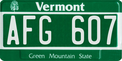 VT license plate AFG607