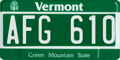 VT license plate AFG610