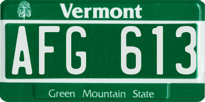 VT license plate AFG613