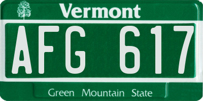 VT license plate AFG617