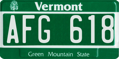 VT license plate AFG618