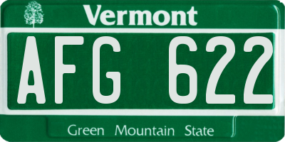 VT license plate AFG622