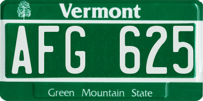 VT license plate AFG625