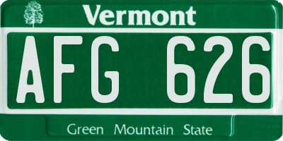 VT license plate AFG626