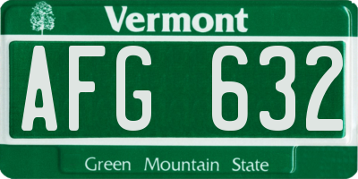VT license plate AFG632