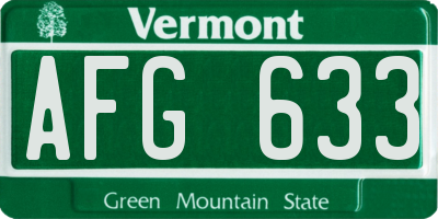 VT license plate AFG633