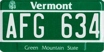 VT license plate AFG634