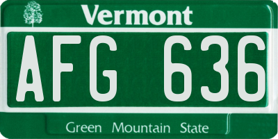 VT license plate AFG636
