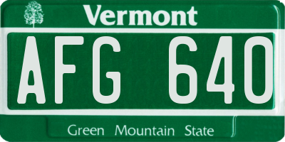 VT license plate AFG640