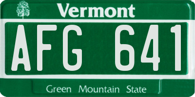 VT license plate AFG641