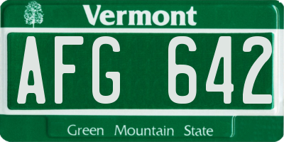 VT license plate AFG642