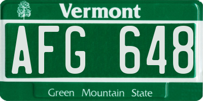 VT license plate AFG648