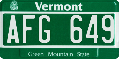 VT license plate AFG649