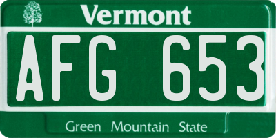 VT license plate AFG653