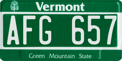 VT license plate AFG657