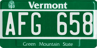 VT license plate AFG658