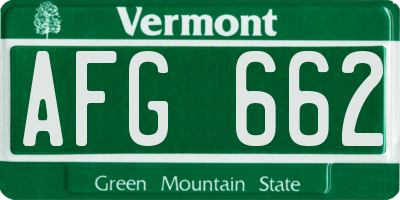 VT license plate AFG662