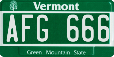 VT license plate AFG666