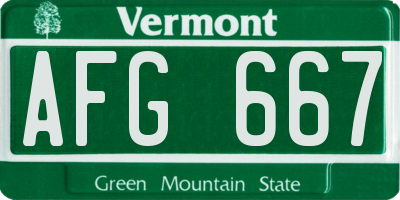 VT license plate AFG667