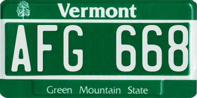 VT license plate AFG668
