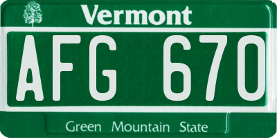 VT license plate AFG670