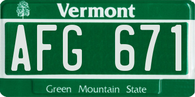 VT license plate AFG671