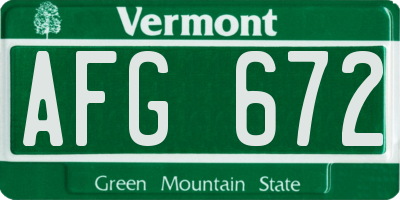 VT license plate AFG672