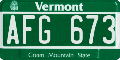 VT license plate AFG673