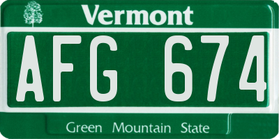 VT license plate AFG674