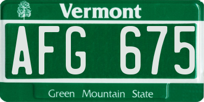VT license plate AFG675