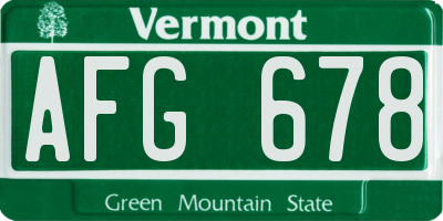 VT license plate AFG678