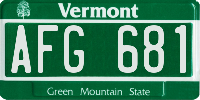 VT license plate AFG681