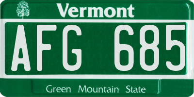 VT license plate AFG685