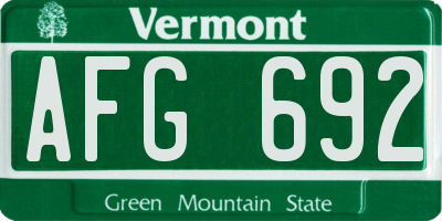 VT license plate AFG692