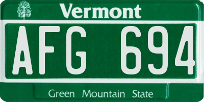 VT license plate AFG694