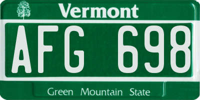 VT license plate AFG698