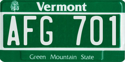 VT license plate AFG701
