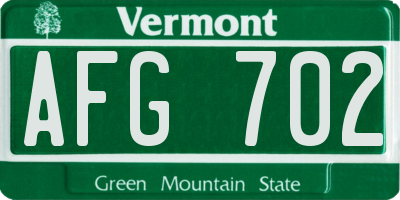 VT license plate AFG702