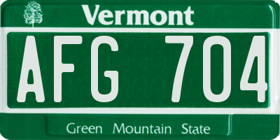 VT license plate AFG704