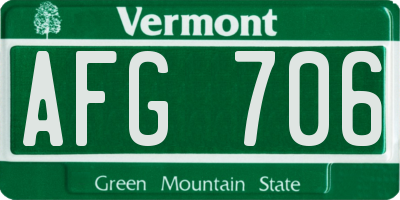 VT license plate AFG706