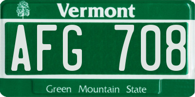 VT license plate AFG708
