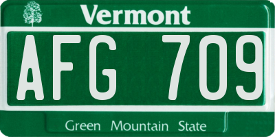 VT license plate AFG709