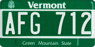 VT license plate AFG712