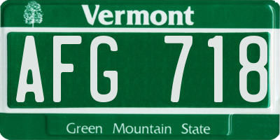 VT license plate AFG718