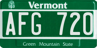 VT license plate AFG720